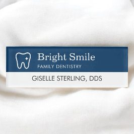 Etiqueta De Nombre Consultorio Dental Oficina Azul Marino Negocio Mod