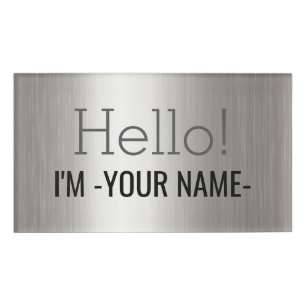 Etiqueta De Nombre CREA-TU-PROPIO diseño personalizado subido Plata