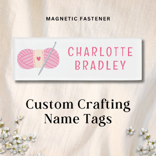 Etiqueta De Nombre Crochet Moderno Crocheting Personalizado Negocios