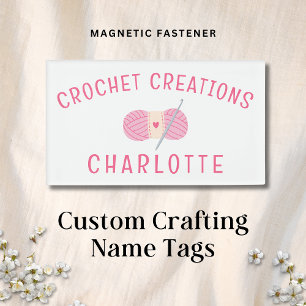 Etiqueta De Nombre Crochet Moderno Crocheting Personalizado Negocios
