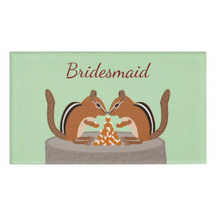 Etiqueta De Nombre Cute Chipmunks Personalizado de la boda de otoño
