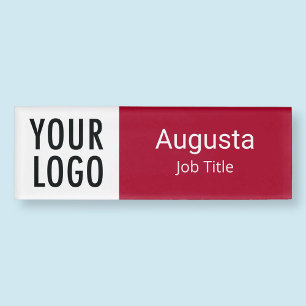 Etiqueta de nombre de acrílico rojo logo magnético