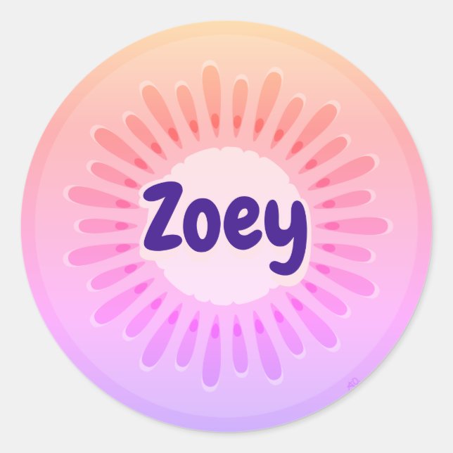 Etiqueta de nombre de amanecer para fruta de Kiwi (Anverso)