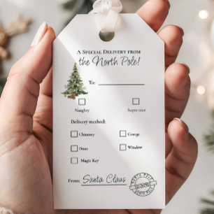 Etiqueta de nombre de árbol de Navidad de moda del