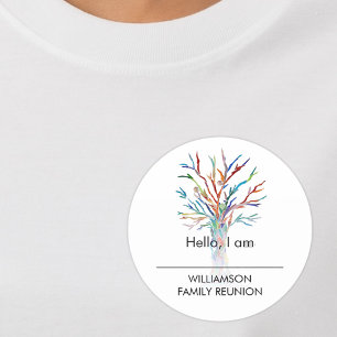 Etiqueta de nombre de árbol genealógico de reunión