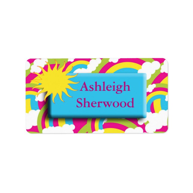 Etiqueta de nombre de arcoiris de Sun (Frente)