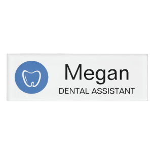 Etiqueta de nombre de asistente de oficina dental