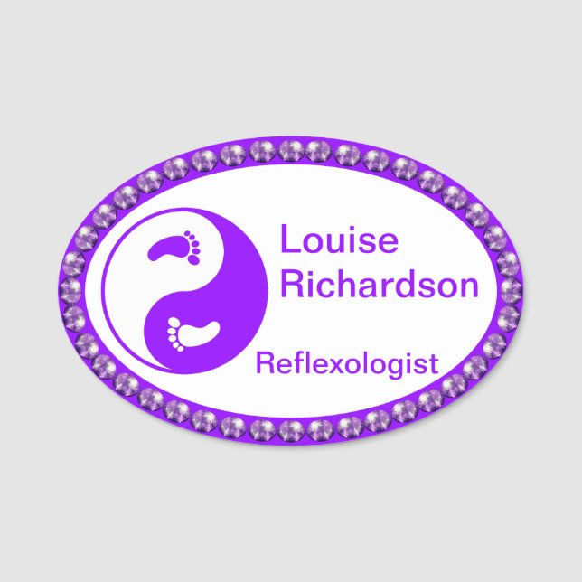 ETIQUETA DE NOMBRE DE BLOG Púrpura (Anverso)