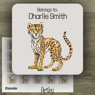 Etiqueta de nombre de Cheetah de Personalizado cor