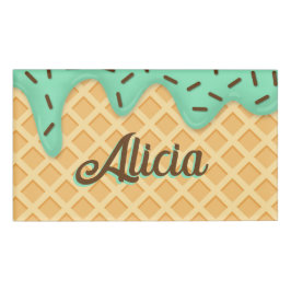 Etiqueta de nombre de cono de gofre de helado