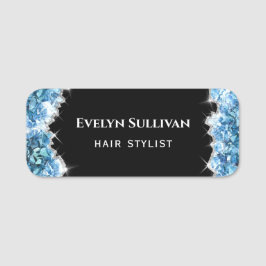 Etiqueta de nombre de cristales azules