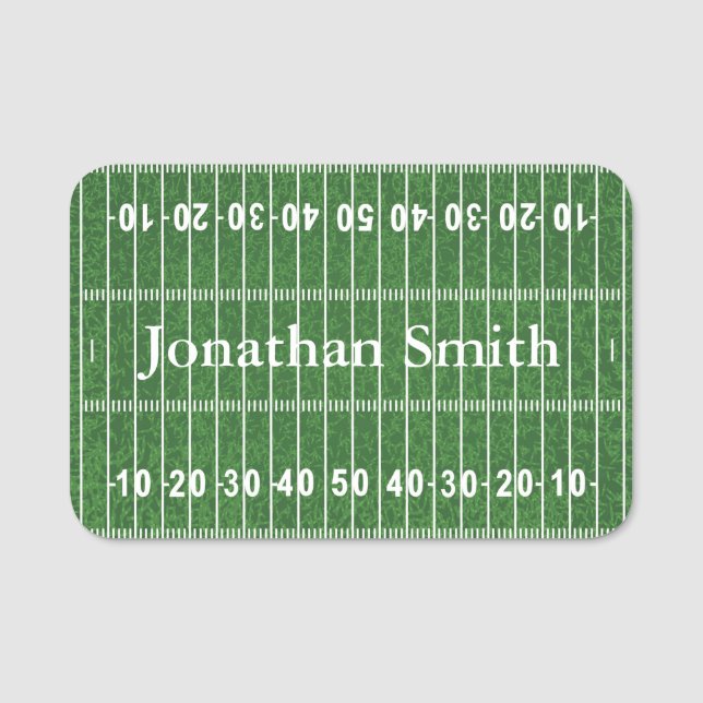 Etiqueta de nombre de diseño de campo de fútbol (Anverso)