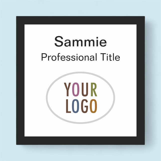 Etiqueta de nombre de distintivo de cuadrado negro (MISOOK Black Square Nametag with Logo)