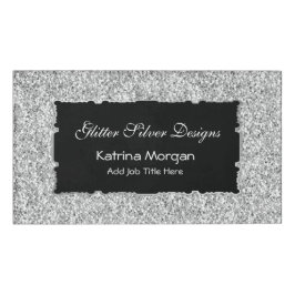 Etiqueta de nombre de elegancia plateado purpurina