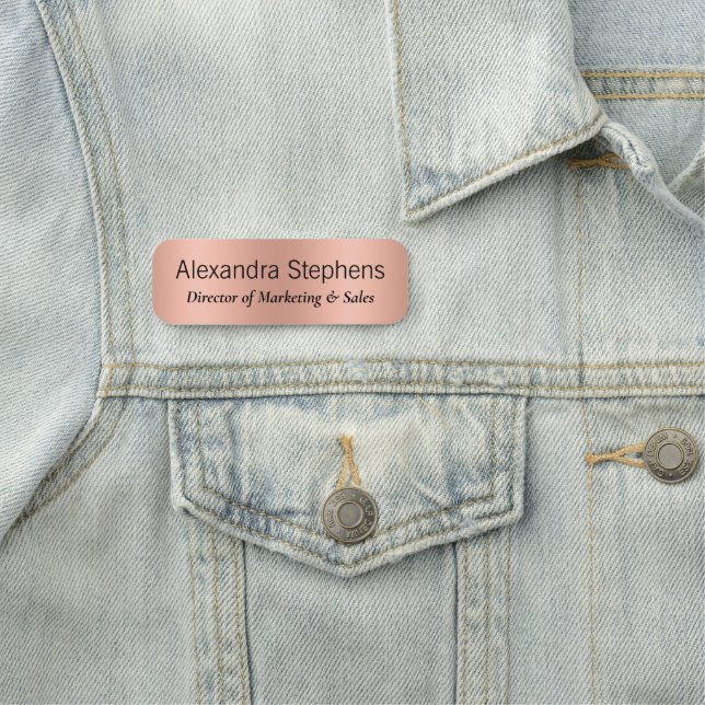 Etiqueta de nombre de empleado de Rosa Gold (In situ)