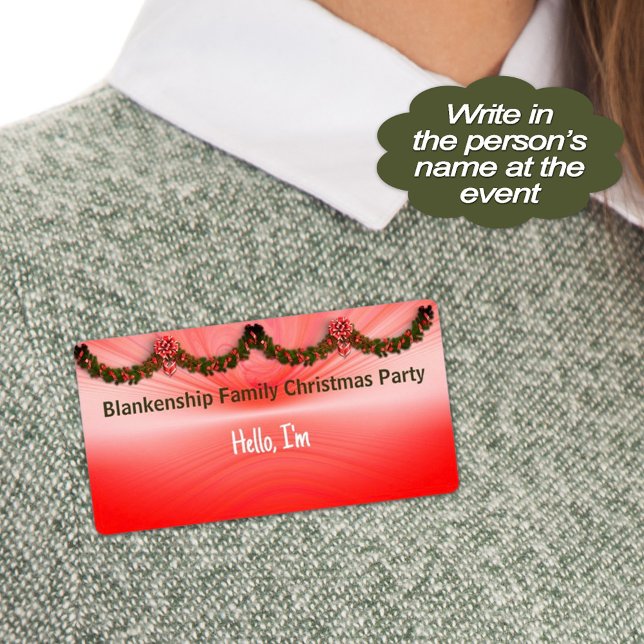 Etiqueta de nombre de etiqueta de papel Garland y  (Make guests comfortable with a sticker name tag so they can remember people at your Christmas party.)