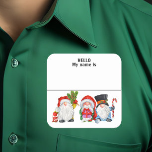 Etiqueta de nombre de fiesta Gnome de Navidad