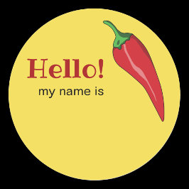 Etiqueta de nombre de Hola con pimiento picante