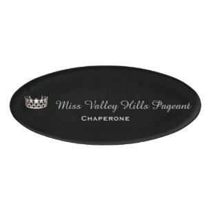 Etiqueta de nombre de la corona de plata de Miss U