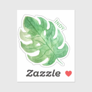 Etiqueta de nombre de la hoja de Monstera tropical