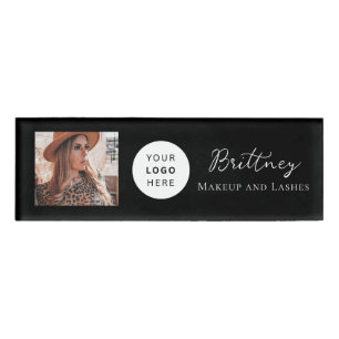 Etiqueta de nombre de maquillaje fotográfico del l