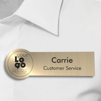 Etiqueta de nombre de oro metálico radial cepillad