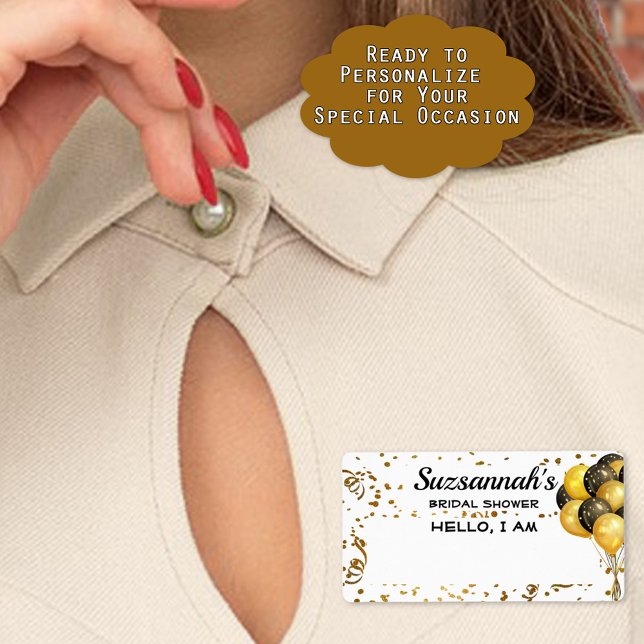 Etiqueta de nombre de papel de contenedor de globo (Provide easy name access to guests at your event with sticker label name tags. Add name at event.)