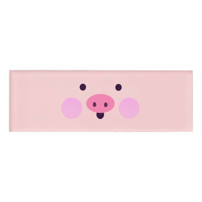 Etiqueta de nombre de pequeño cerdo rosa (Anverso)