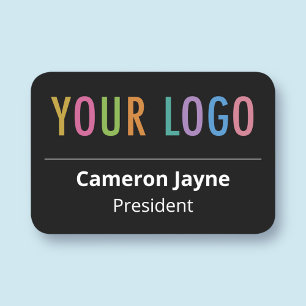Etiqueta de nombre de plástico negro Pin o logotip