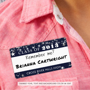 Etiqueta de nombre de plata azul de la Marina de R