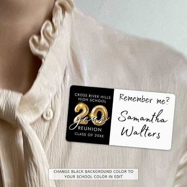 Etiqueta de nombre de reunión de clase de 20 años  (Subido por el creador)