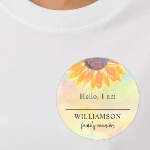 Etiqueta de nombre de reunión familiar floral