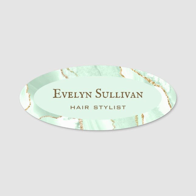 Etiqueta de nombre del agrimenado verde de Seafoam (Anverso)