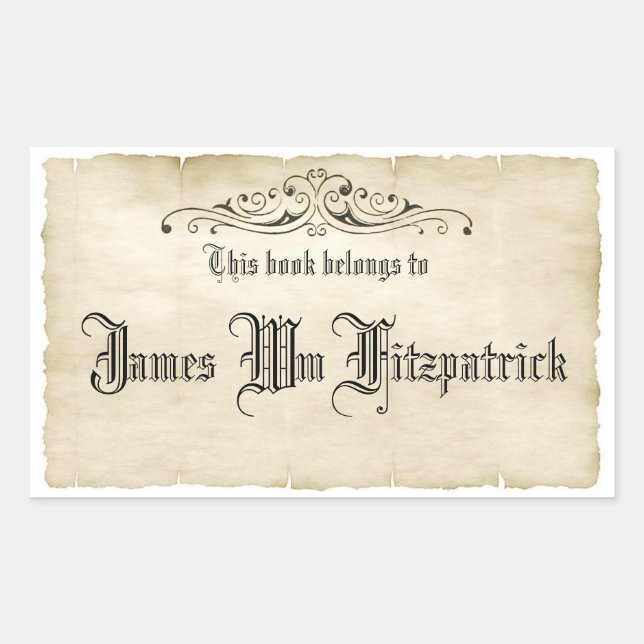 Etiqueta de nombre del libro de pergamino antiguo  (Anverso)