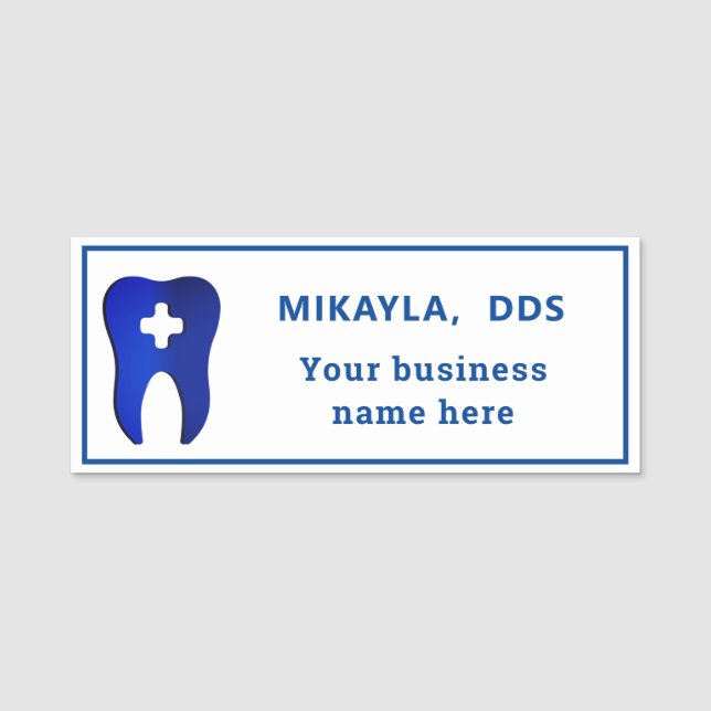 Etiqueta de nombre dental azul (Anverso)