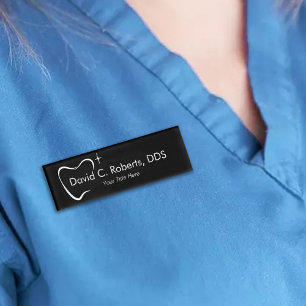 Etiqueta De Nombre Dentista Tooth Typography Dental Assistant