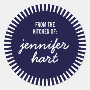 Etiqueta de nombre "Desde la cocina de", azul mari