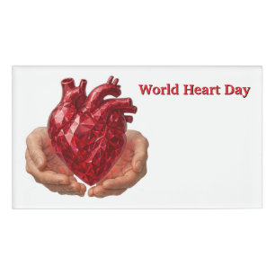 Etiqueta De Nombre Día Mundial del Corazón