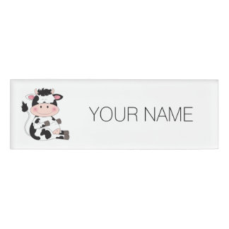 Etiqueta De Nombre Dibujo animado lindo de la vaca del bebé