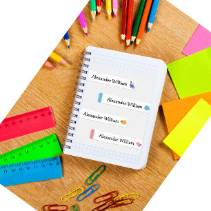 Etiqueta de nombre Dino y Arcoiris impermeable/Iro