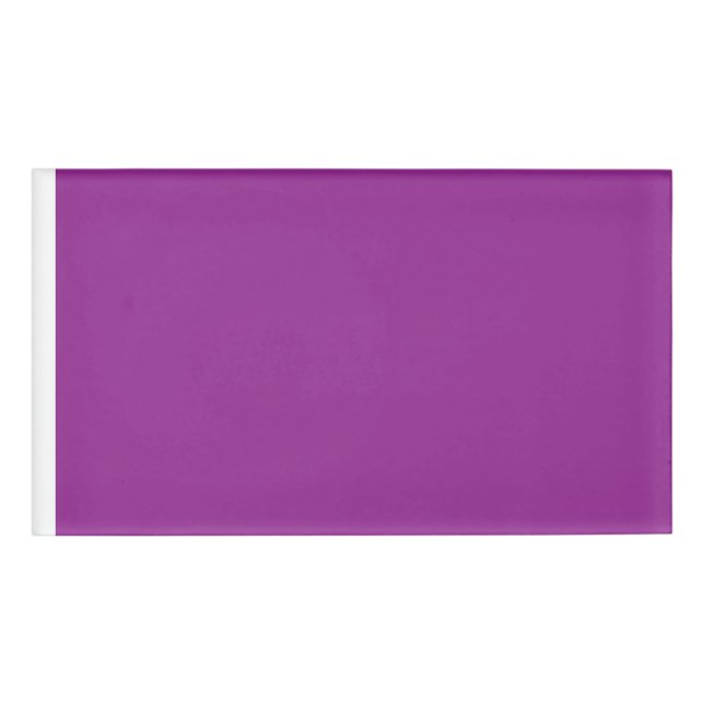 Etiqueta De Nombre Diseño con un impresionante fondo morado y blanco (Anverso)