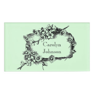 Etiqueta De Nombre Diseño conocido floral simple pero elegante del
