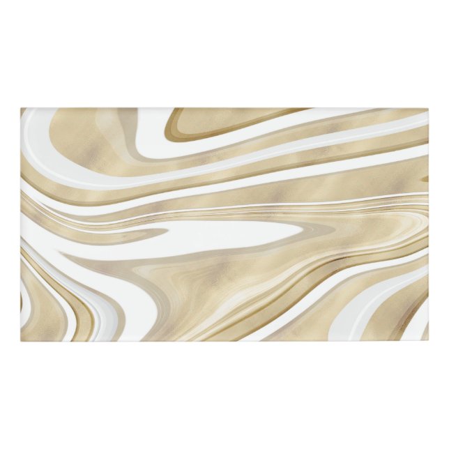 Etiqueta De Nombre Diseño estético Retro Gold Swirl Liquid Pintura (Anverso)