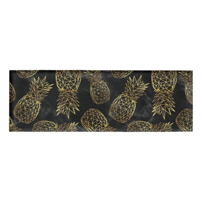 Etiqueta De Nombre Diseño geométrico moderno de piñas doradas (Anverso)