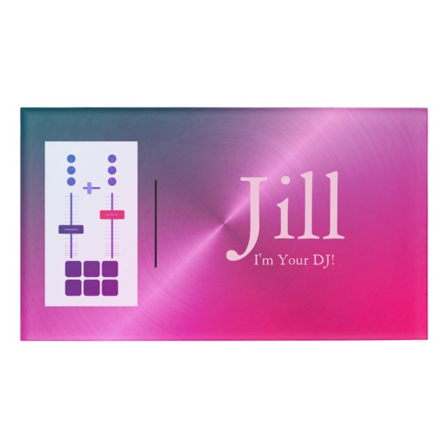 Etiqueta De Nombre DJ rosado (Anverso)
