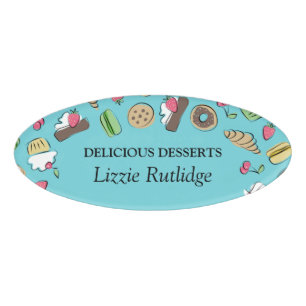 Etiqueta De Nombre Doodles de postre Panadería