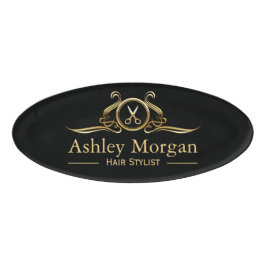 Etiqueta De Nombre El oro de lujo del corte del pelo del estilista