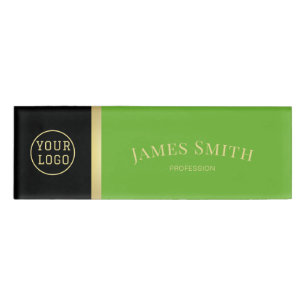Etiqueta De Nombre Elegante Apple Green Y Black: Logotipo De Compañía