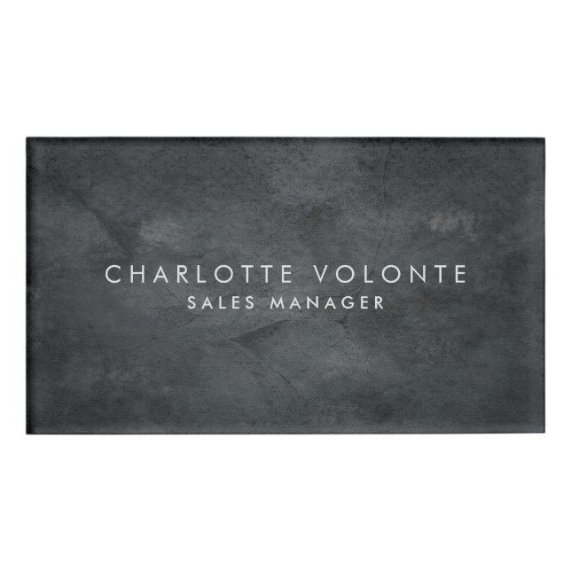 Etiqueta De Nombre Elegante Arte Profesional Gris (Anverso)