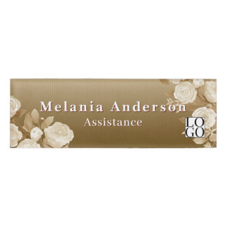 Etiqueta De Nombre Elegante gradiente de rosa brillante marrón